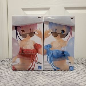 SetOf 2 EXQ Re:Zero Swimsuit Summer Rem Ram Figure